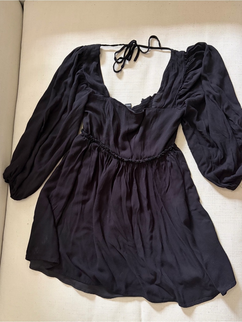 Forever 21 Black Smocked Neckline Mini Dress